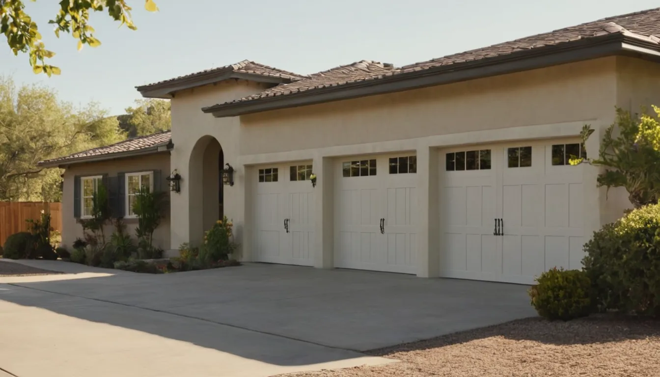 A tidy suburban home in Orange with a closed garage door in warm morning light